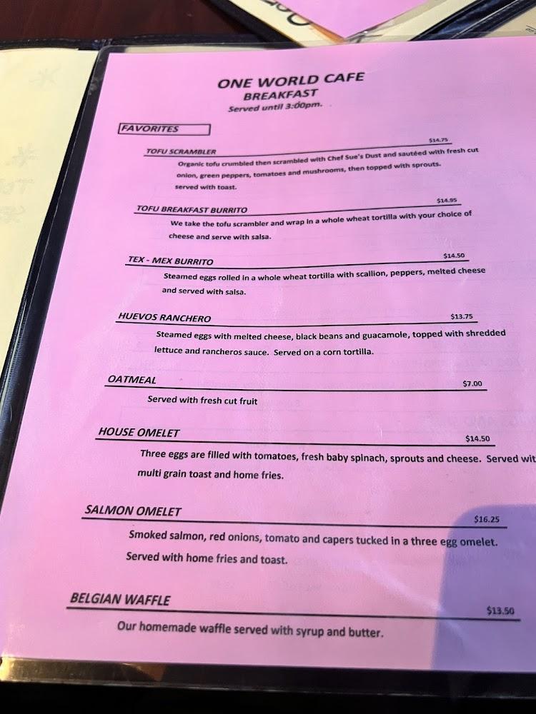 One World Café Menu image 1